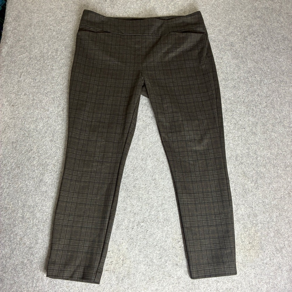 Dalia Womens Size XL Brown Glen Plaid Pull On Stretch Dress Pant Trousers Office